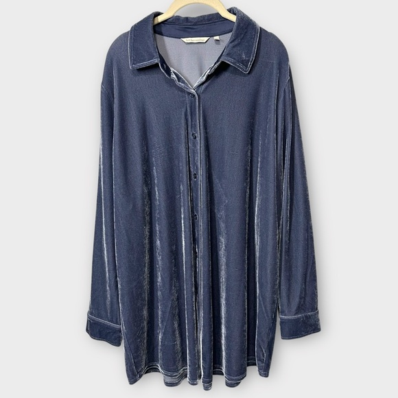 Soft Surroundings Velvet Velour Tunic Blouse Top Women's 1X Long Sleeve Shirt - Picture 1 of 8